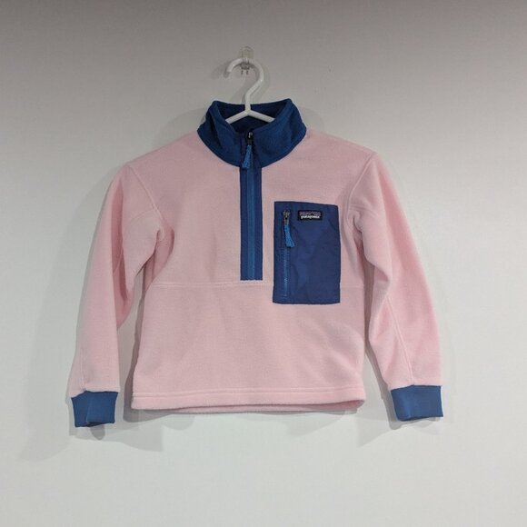 Patagonia Kids' Microdini 1/2-Zip Fleece Pullover Sweater Pink Teal Size XS - Picture 1 of 6